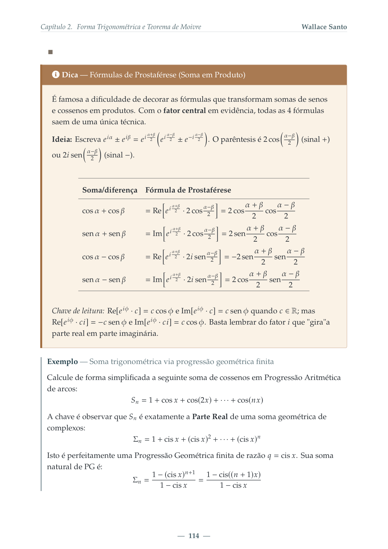 Página do livro com parametrização trigonométrica e ângulo auxiliar