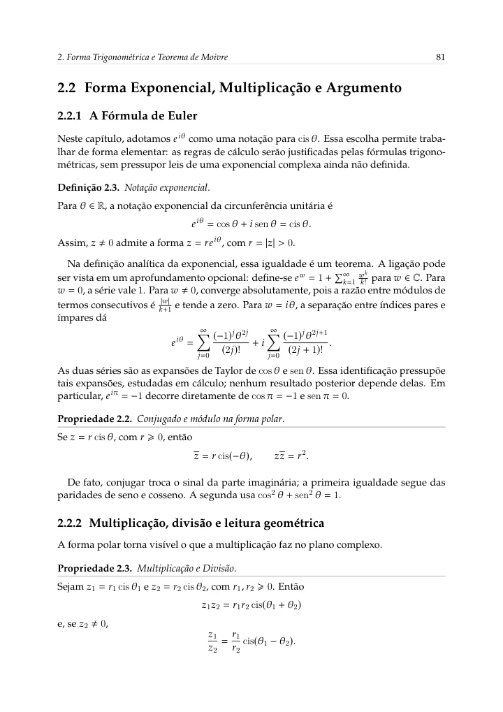 Forma trigonométrica, potências e raízes — página 23 da amostra