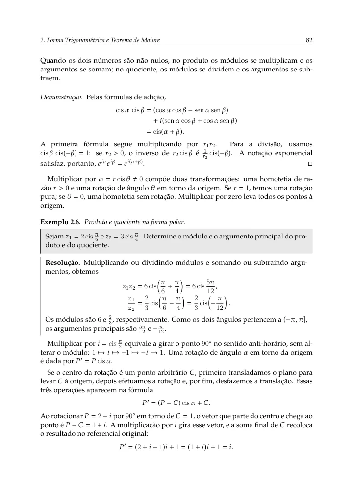 Forma trigonométrica, potências e raízes — página 24 da amostra