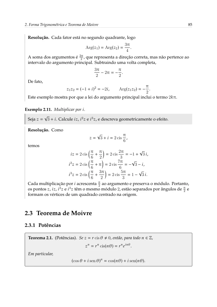 Forma trigonométrica, potências e raízes — página 27 da amostra