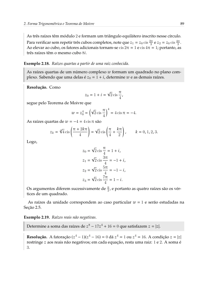 Forma trigonométrica, potências e raízes — página 31 da amostra